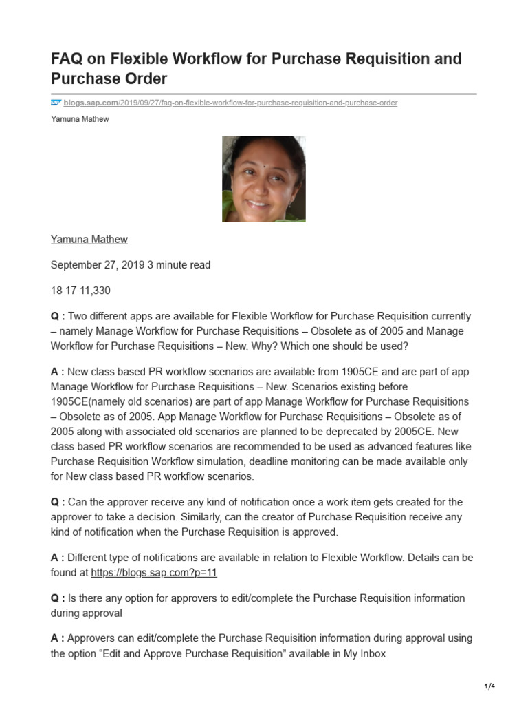 FAQ On Flexible Workflow For Purchase Requisition and Purchase Order | PDF