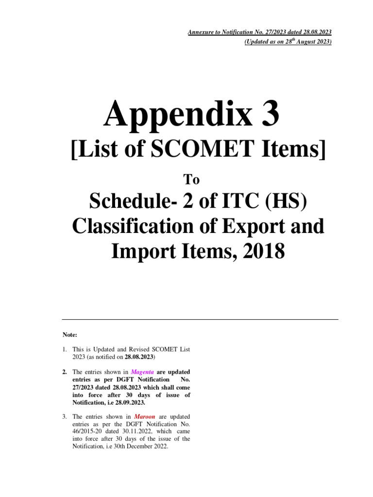 Updated SCOMET List 2023 | PDF