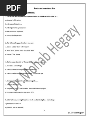 Endo Mid Questions 4th