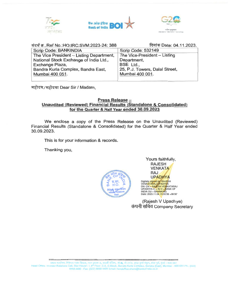BOI Q2 Result PDF Return On Equity Economies