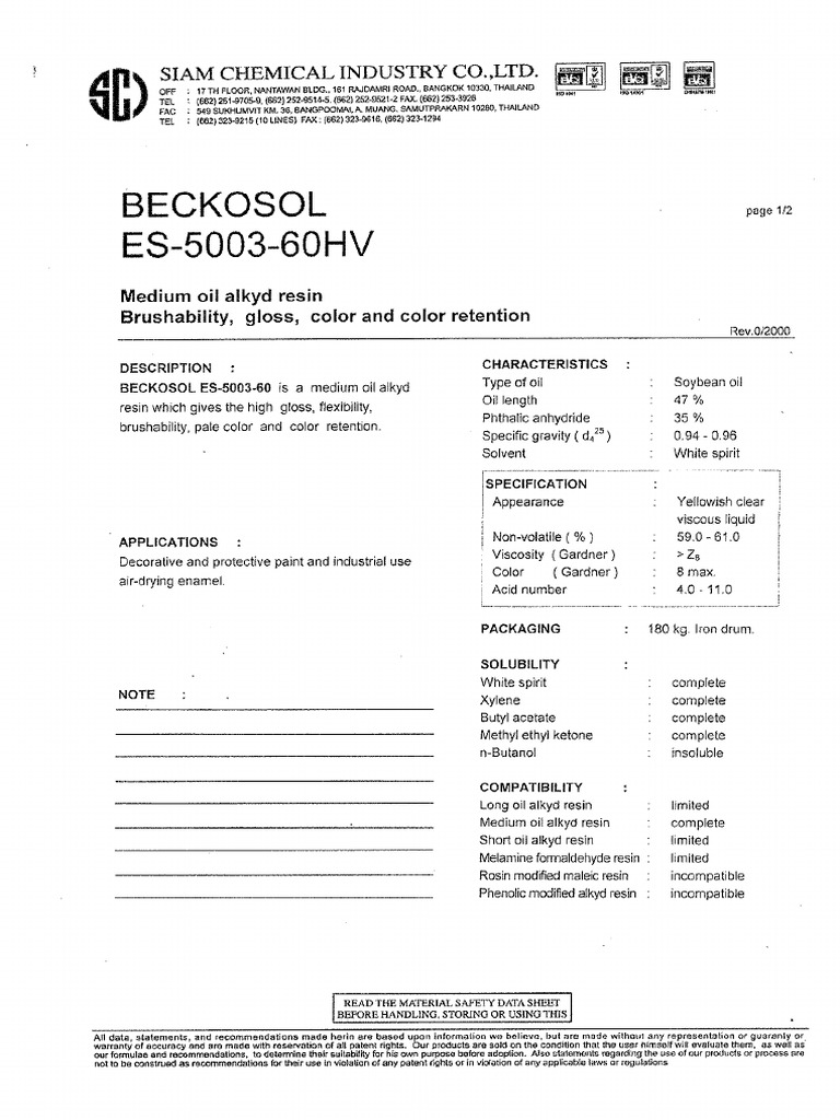 Catalog Beckosol ES-5003-60HV PDF | PDF