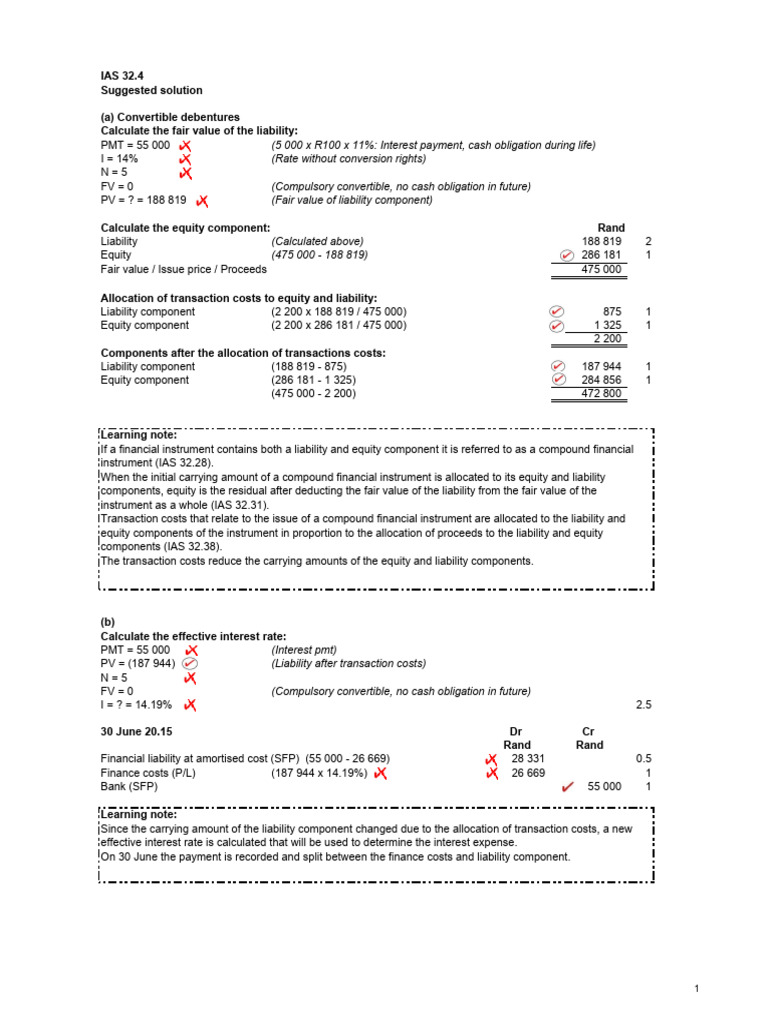 IAS 32 Solution | PDF | Fair Value | Interest