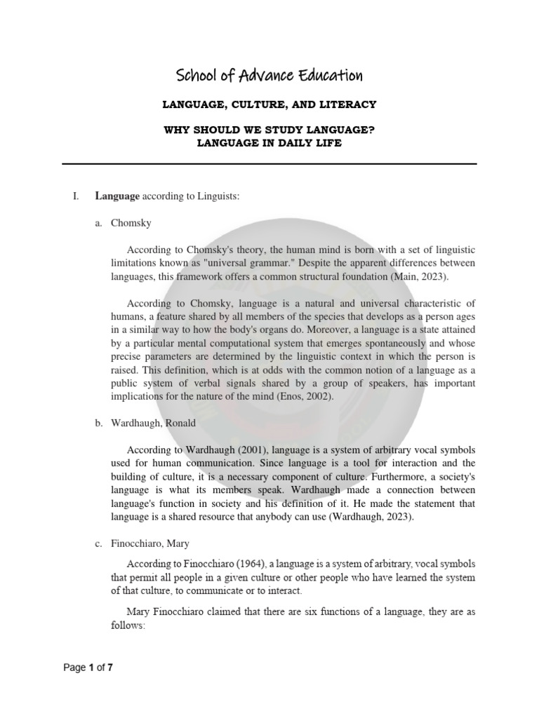 Language, Culture and Literacy by SHCWang | PDF | Language Arts ...
