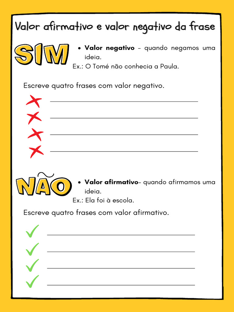 Frases Na Negativa e Afirmativa | PDF