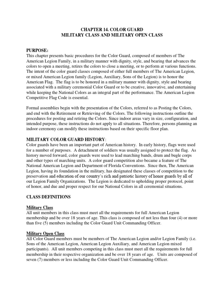 American Legion Color Guard Protocol | PDF | Tools | Military Technology