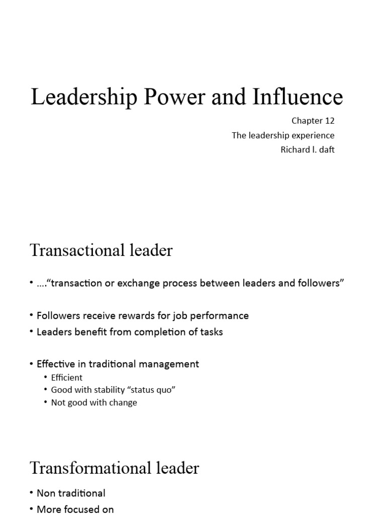 Leadership Power and Influence | PDF | Power (Social And Political ...