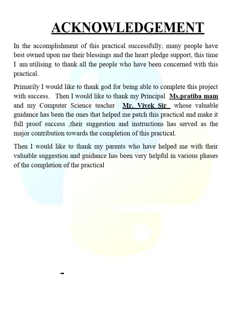 Computer Science Practical Acknowledgement | PDF | Sql | Table (Database)