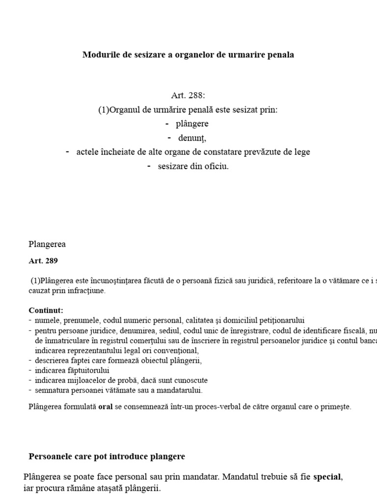 Modurile de Sesizare A Organelor de Urmarire Penala | PDF