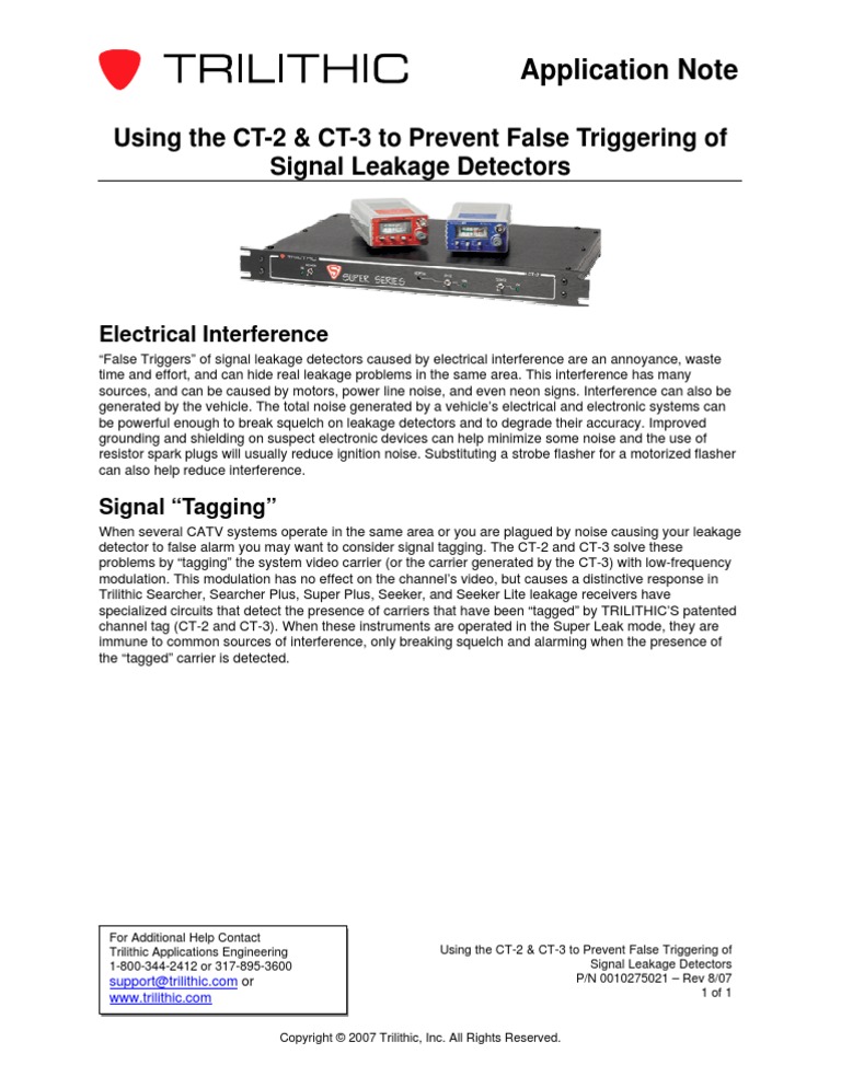 Using The CT 2 and CT 3 To Prevent False Triggering of Signal Leakage ...