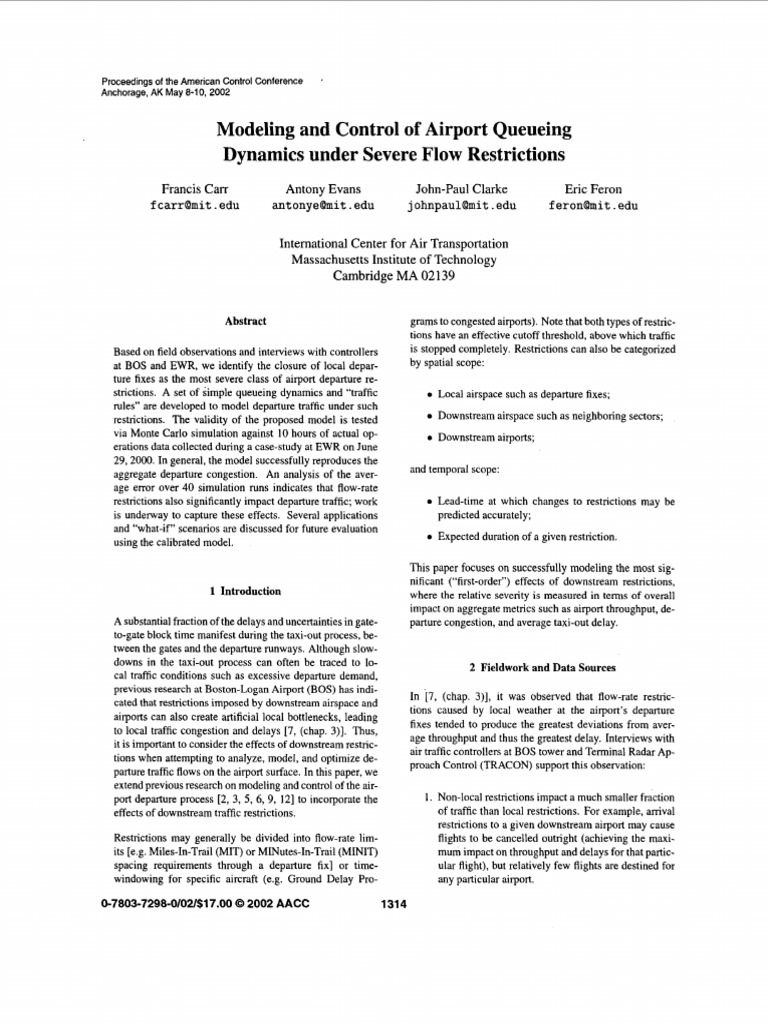 Airport Queueing Dynamics Modeling | PDF | Science & Mathematics ...