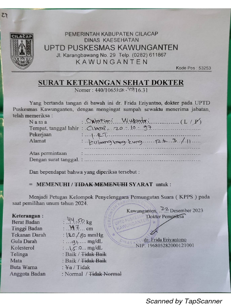 Contoh Surat Sehat | PDF