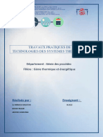 Travaux Pratiques de Technologies Des Systemes Thermiques TTT