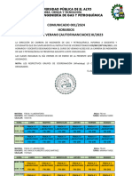 Comunicado y Horarios Curso de Verano III-2023