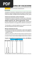 Tabla de Vacaciones 2023 LFT Reformada | PDF