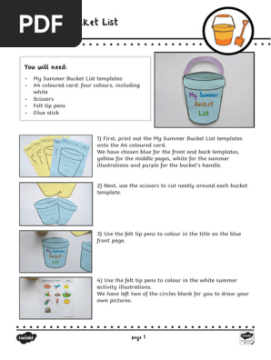 My Summer Bucket List Instructions