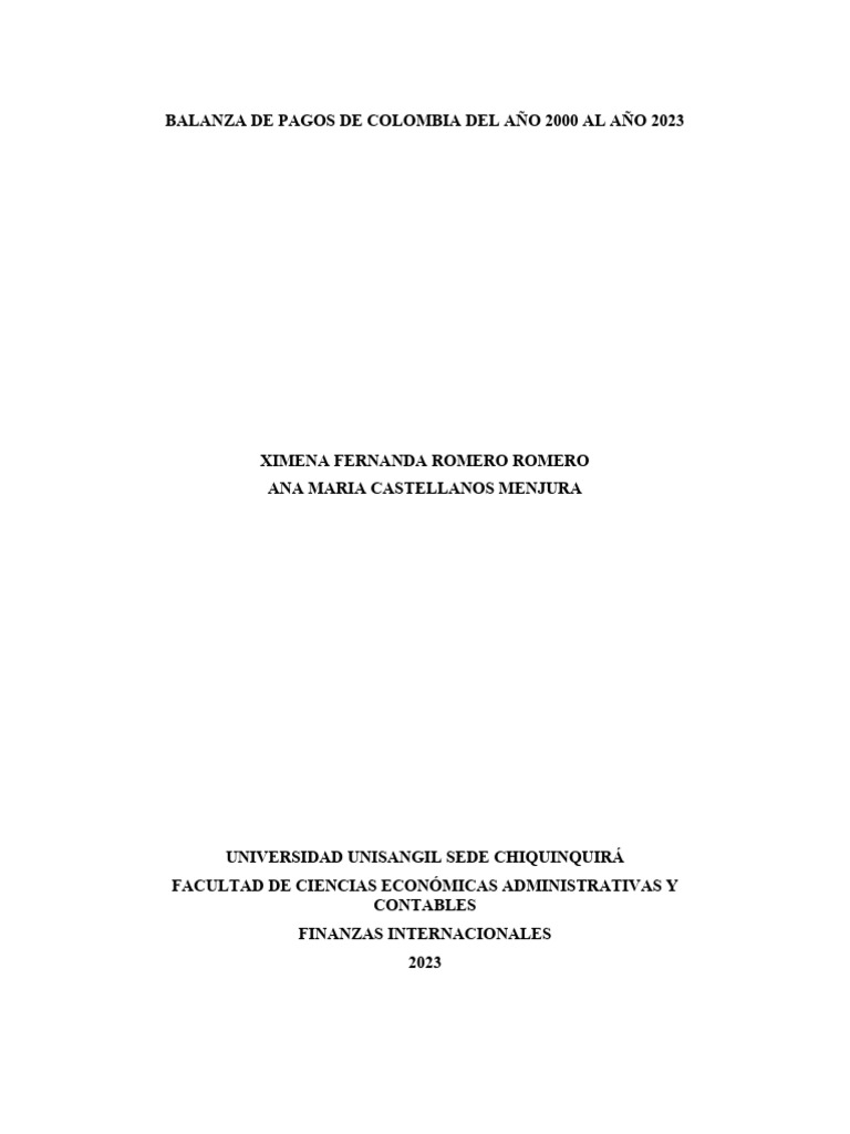 Balanza de Pagos en Colombia 2000-2023 | PDF
