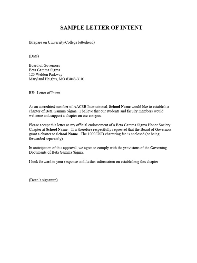 Sample Letter of Intent for International University | PDF