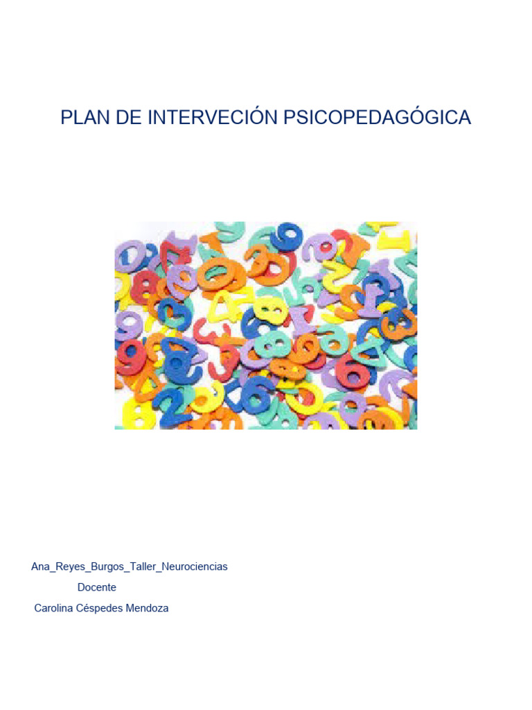 Plan de Intervencion Psicopedagogica | PDF