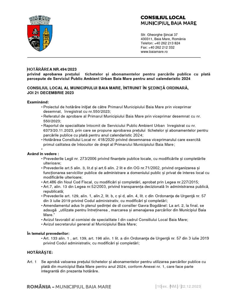 Hot494 23 Pret Parcari | PDF