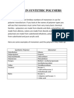 Monomers in Syntethic Polymers