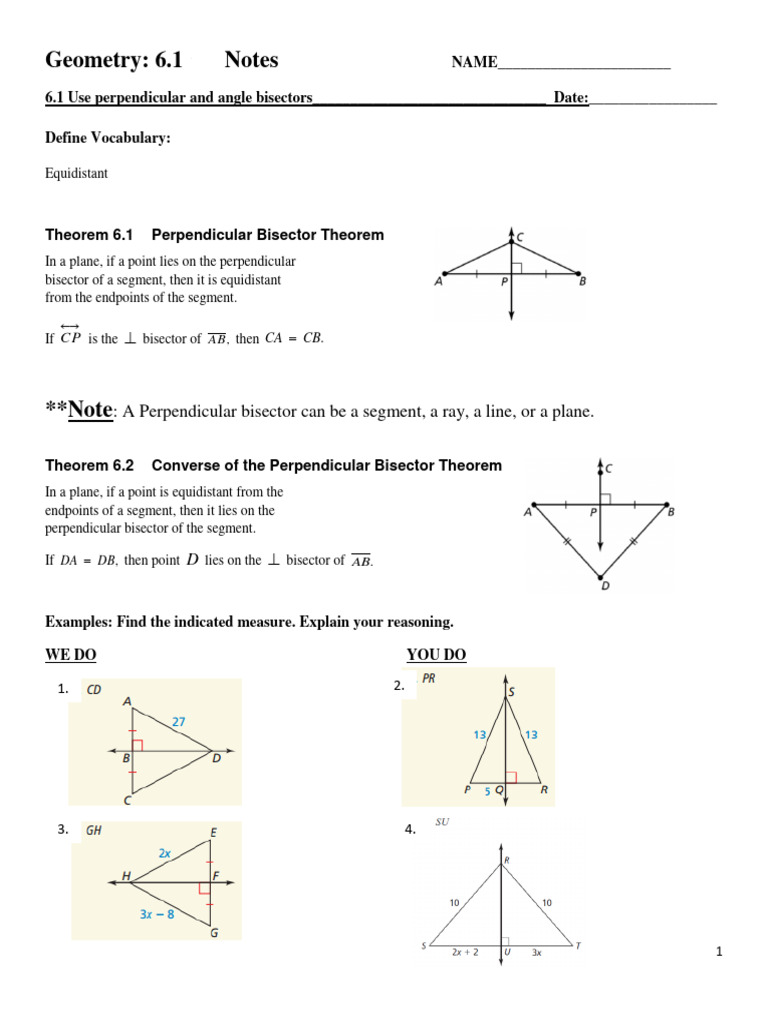 Perpendicular and Angle Bisectors in Geometry | PDF