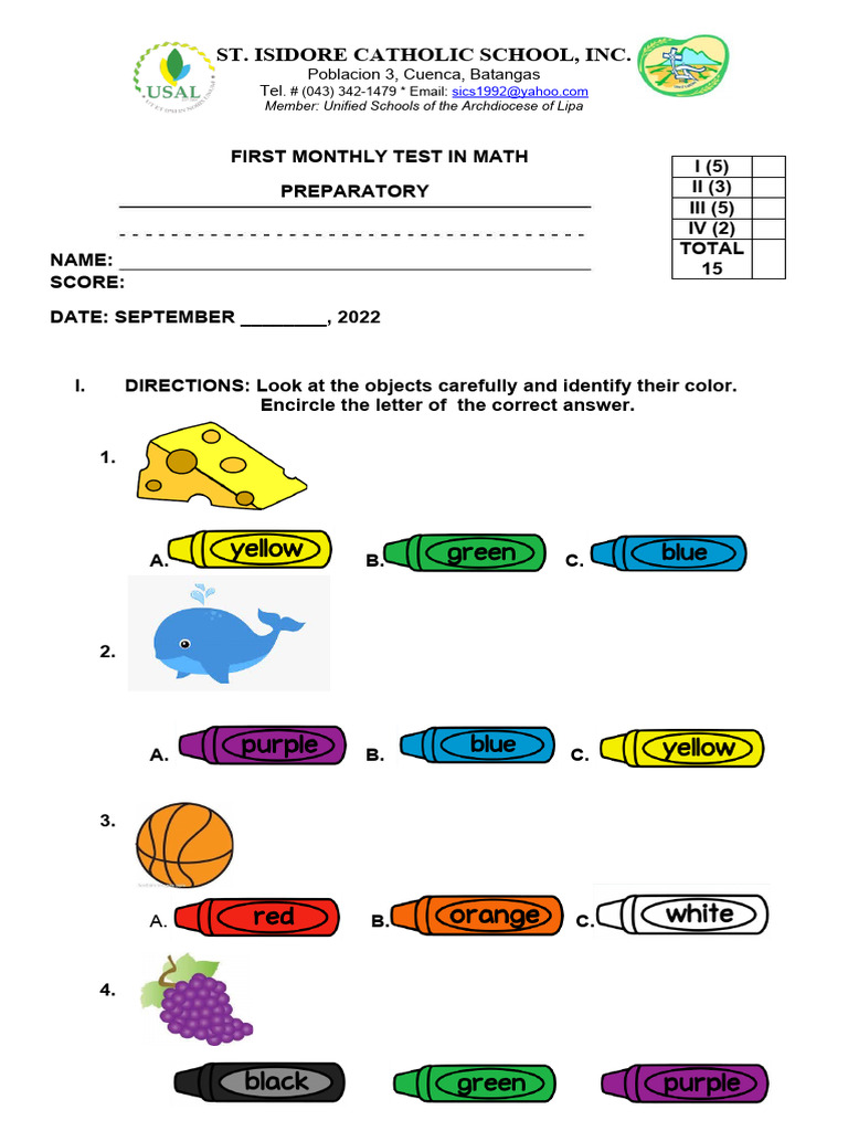 1st Monthly Test Prer 2022 2023 Pdf