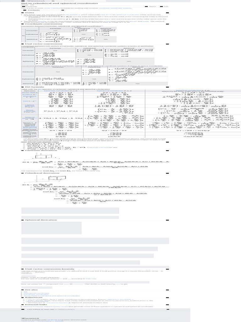 Del in Cylindrical and Spherical Coordinates Wikipedia PDF