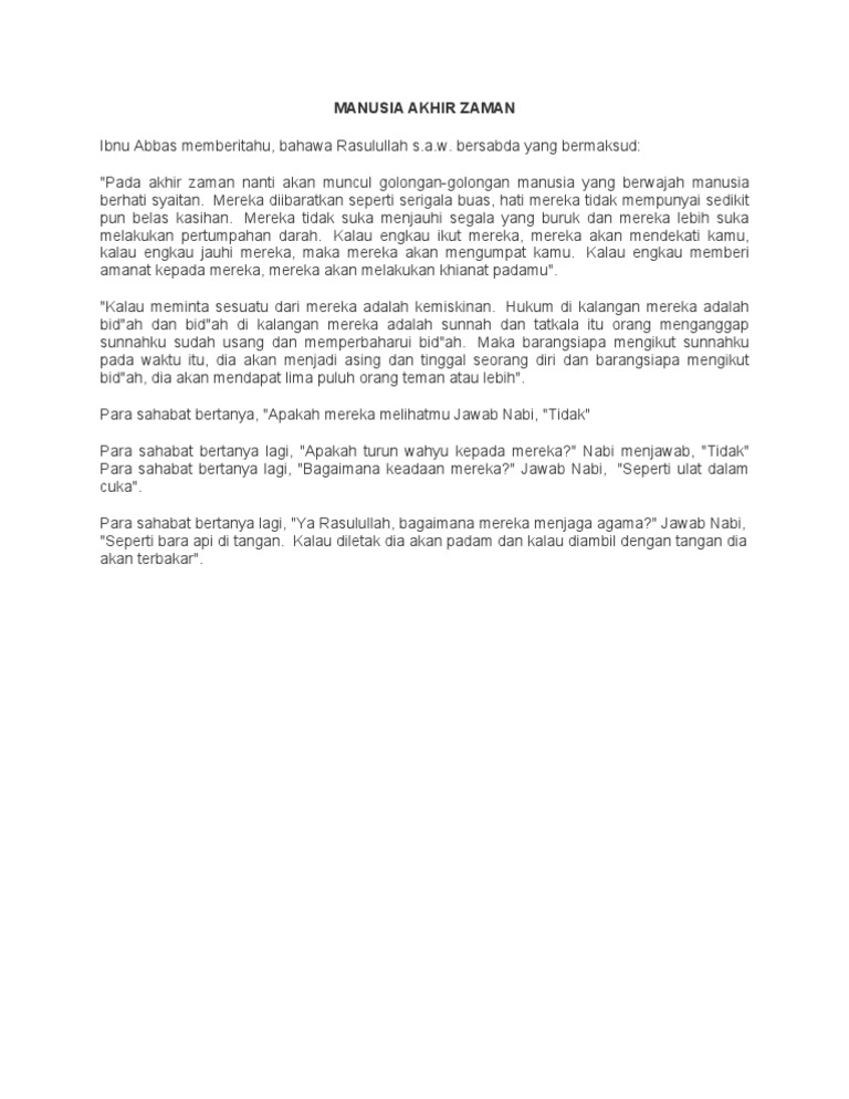 Manusia Akhir Zaman Pdf