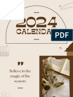 Soft Brown Minimalist Vintage 2024 Wall Calendar