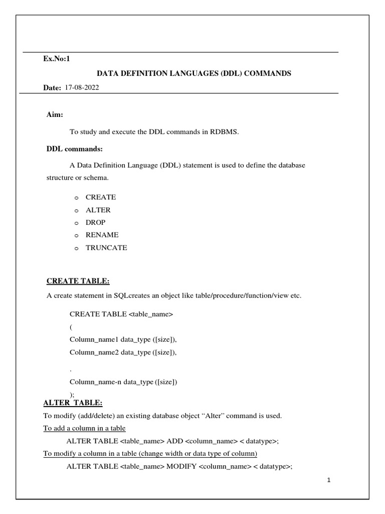 Rdbms Basic Program | PDF