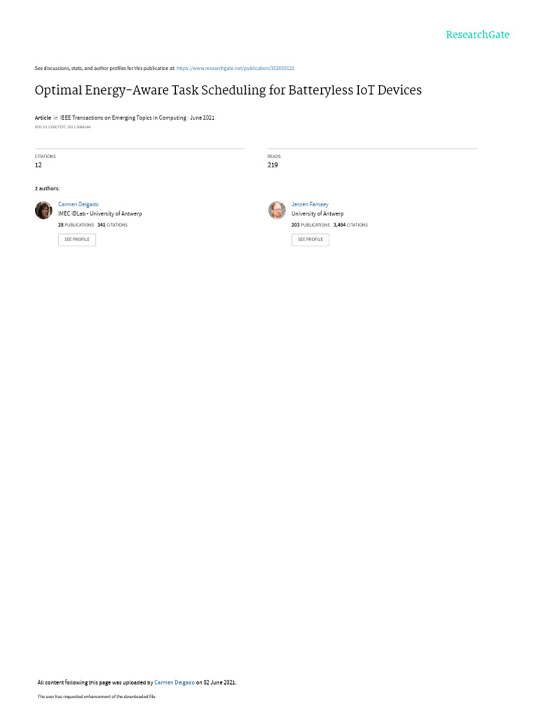 Energy-Aware Scheduling for IoT Devices | PDF | Technology & Engineering