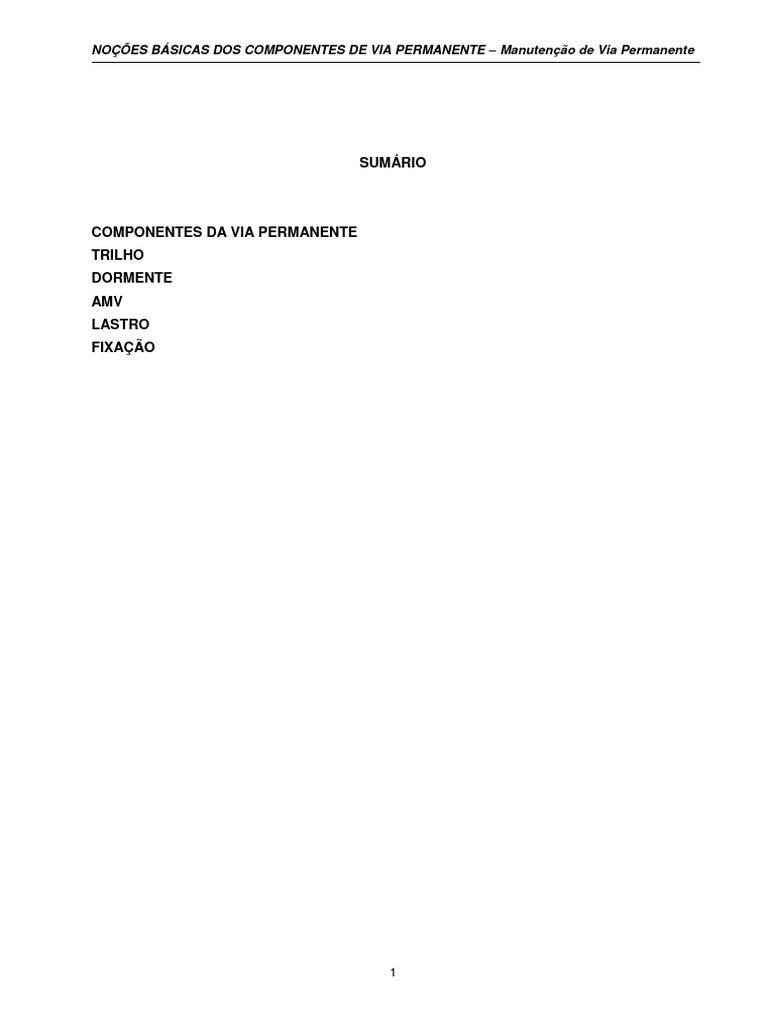 Componentes da Via Permanente: AMV | PDF