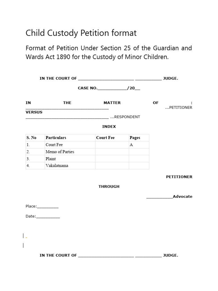 Child Custody Petition Format | PDF