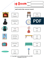 Living Room Worksheets PDF