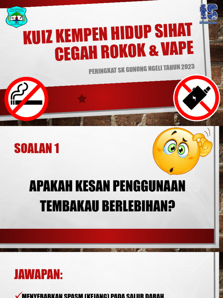 Kuiz Kempen Hidup Sihat Cegah Rokok & Vape | PDF