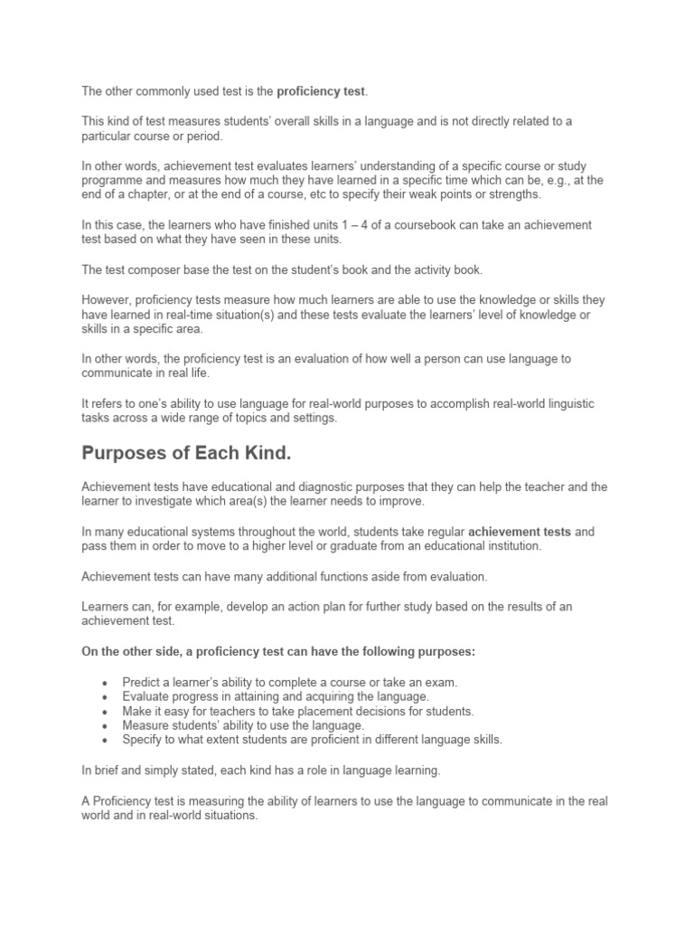 Performance test vs proficiency test pdf