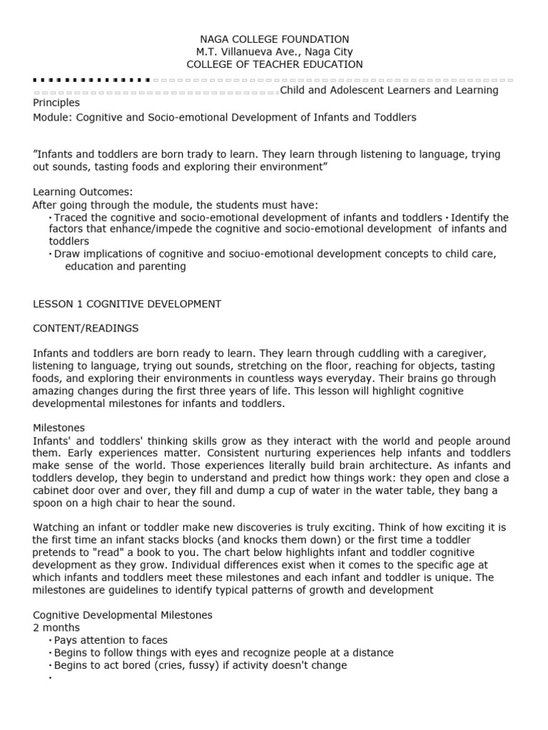 Prof Ed 1 - Module 1 Cognitive and Socio-Emotional Development of ...