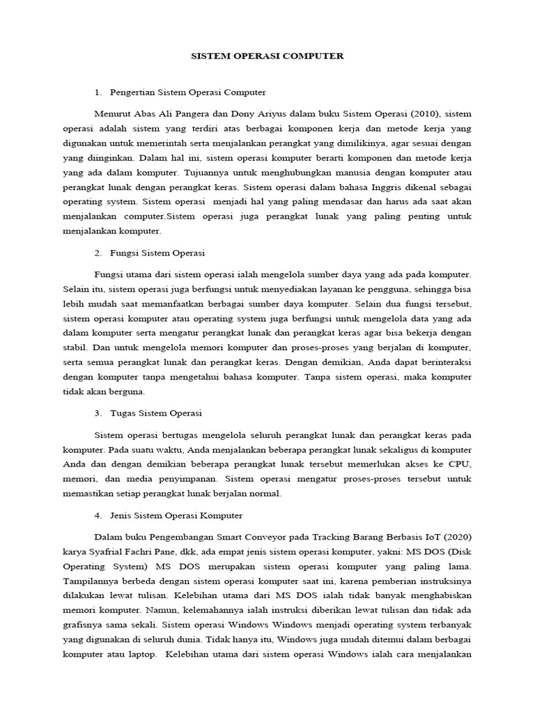 Pengertian Sistem Operasi Computer Kelompok 4 | PDF