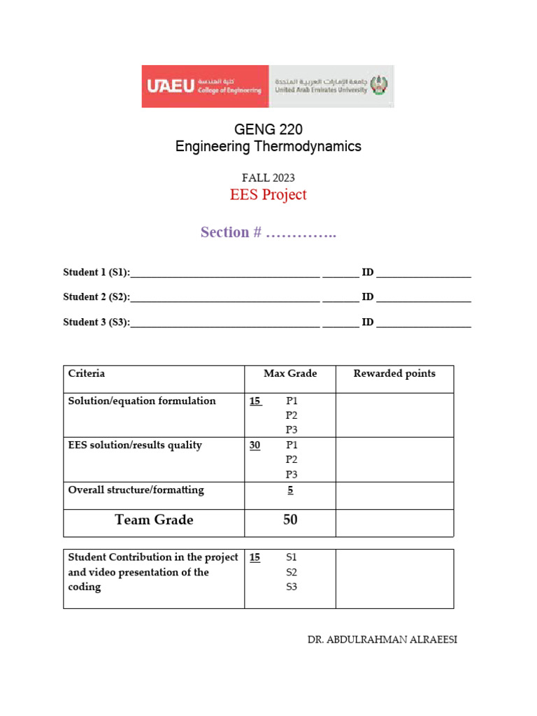 EES Project Criteria and Problems | PDF | Heat | Temperature