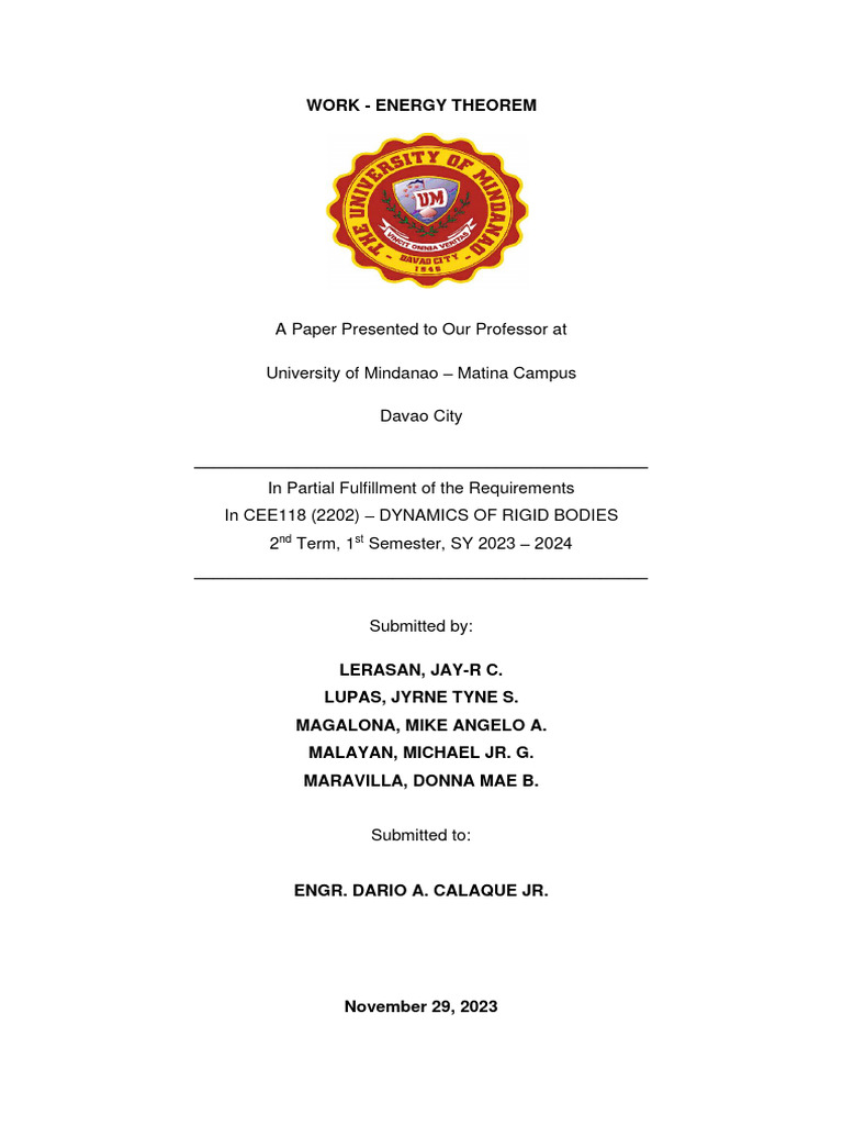 Work Energy Theorem Report | PDF