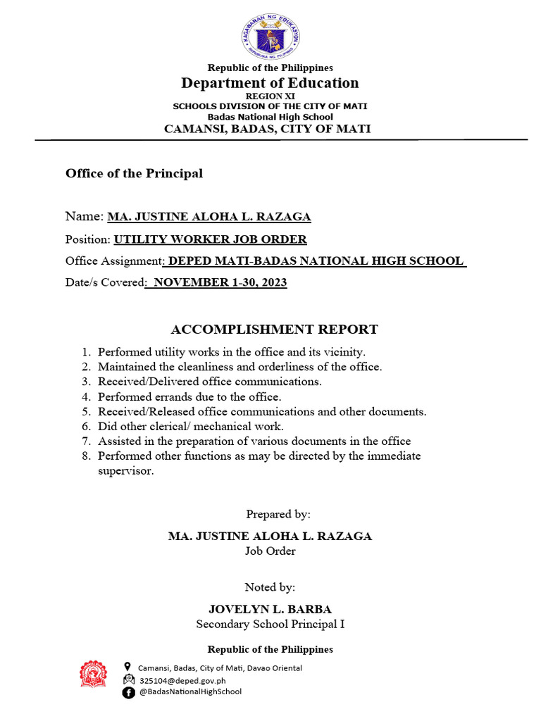 LSB Accomplishment Report | PDF