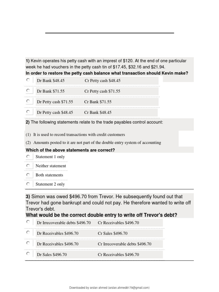Test 1 | PDF | Debits And Credits | Salary
