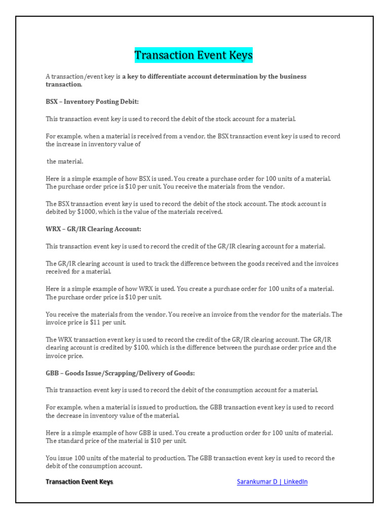 Understanding Transaction Event Keys | PDF