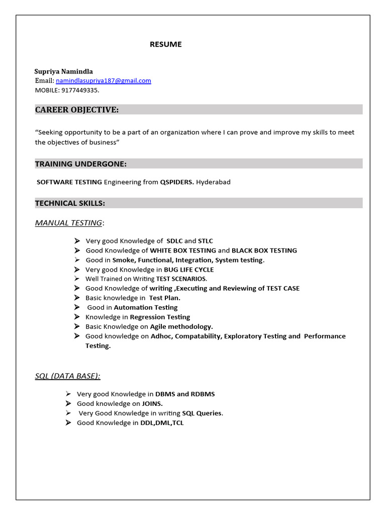 API Testing Resume Supriya 1 PDF Api testing resume supriya 1 pdf