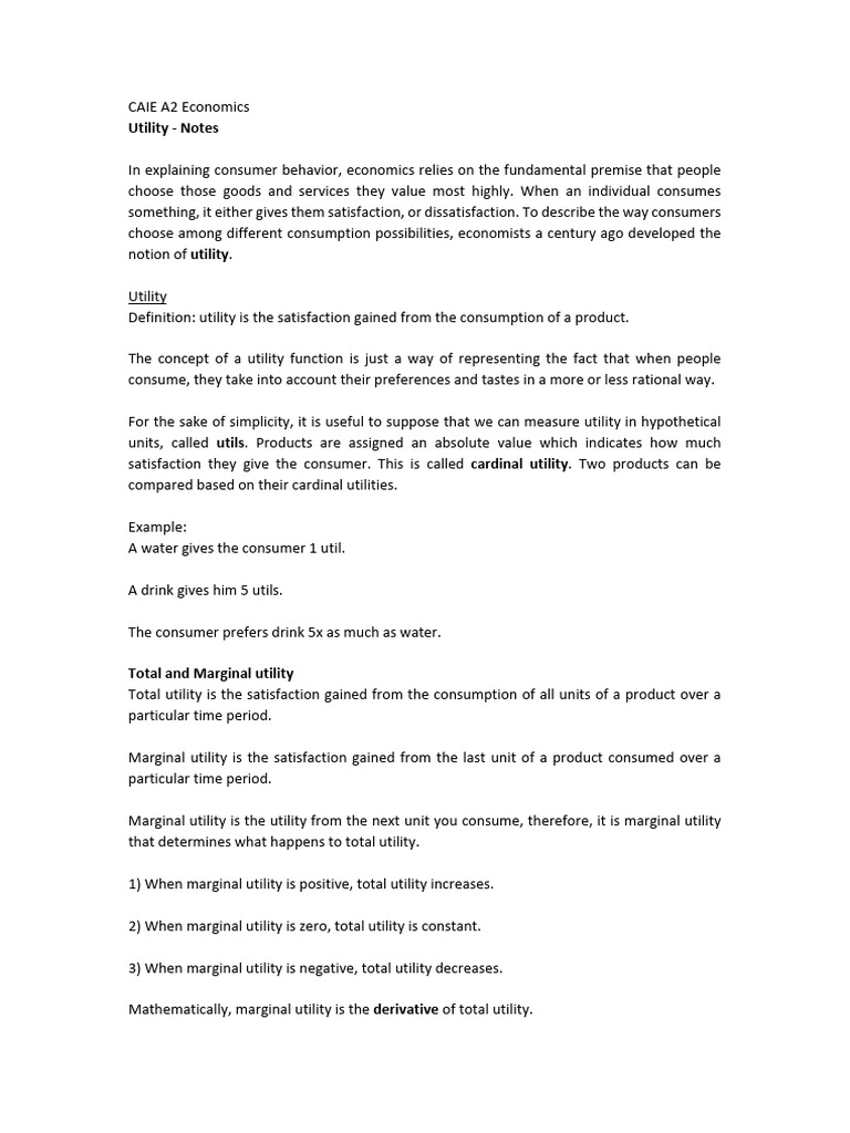 A2 MicroEconomics Summary Notes | Download Free PDF | Utility | Demand