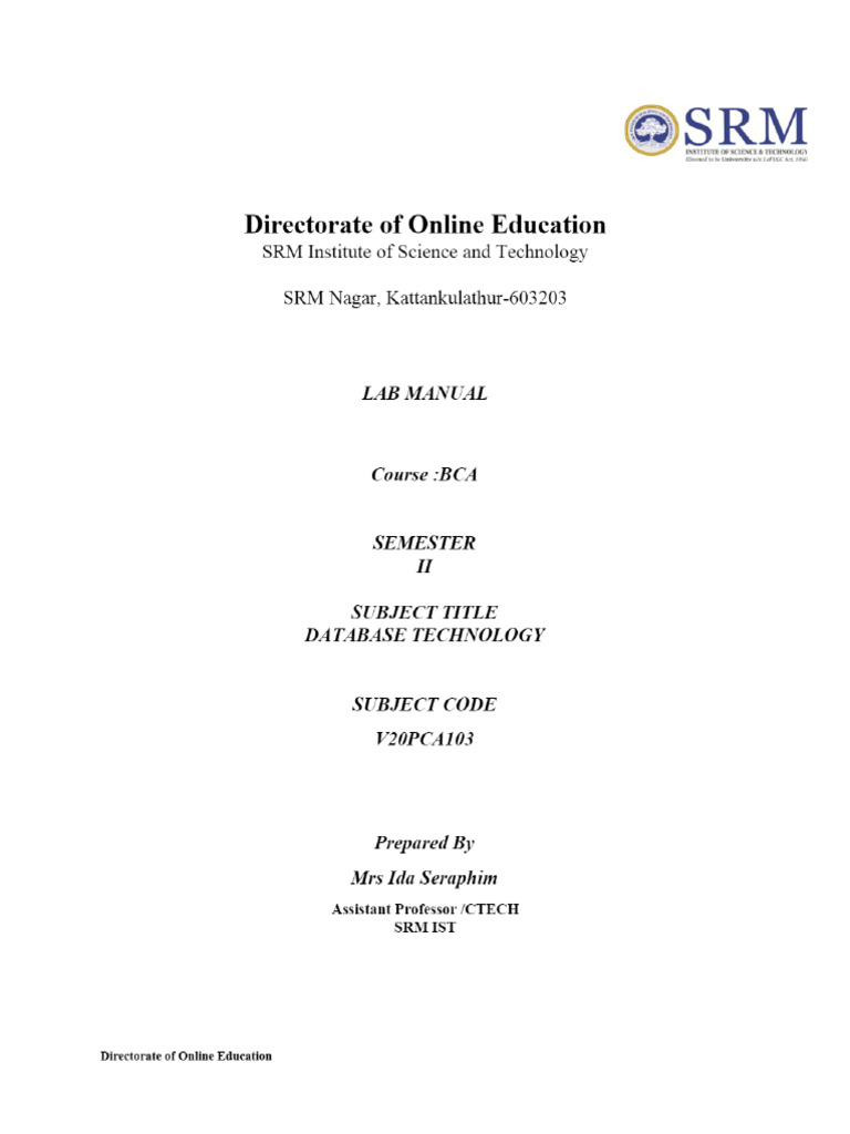 Database System Lab Manual | PDF