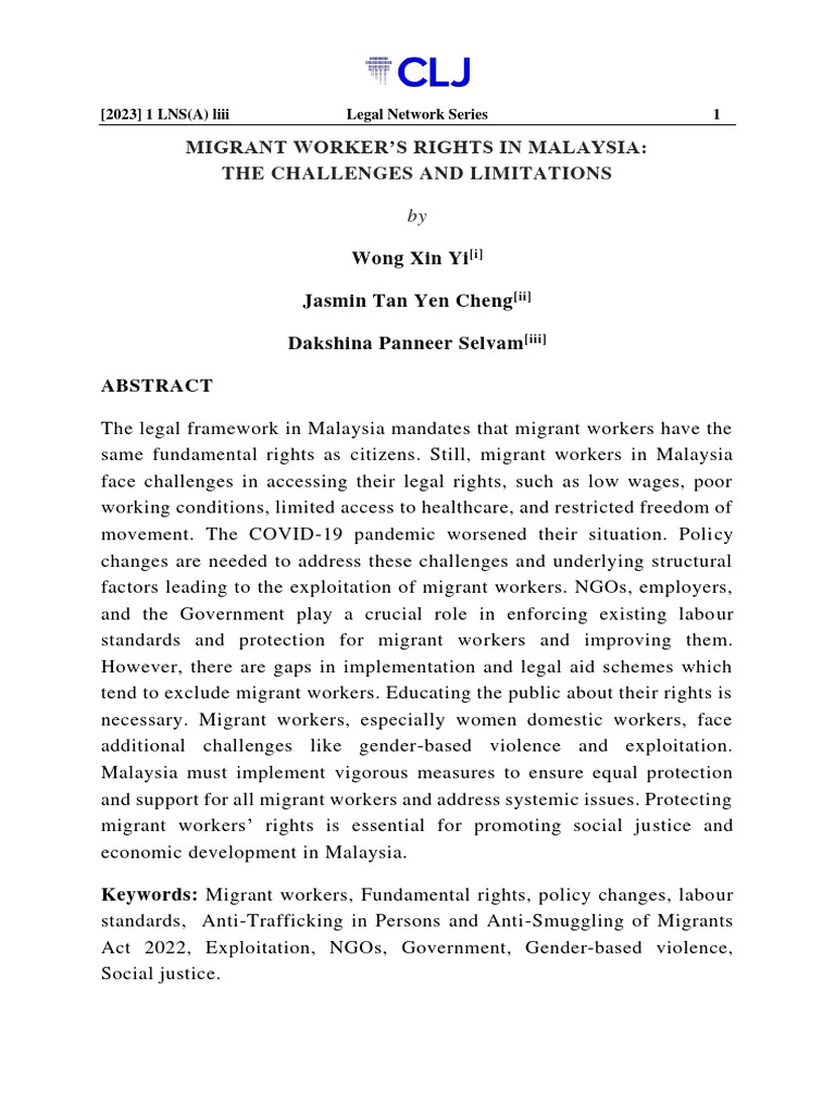 Migrant Workers' Rights in Malaysia | PDF | Social Science