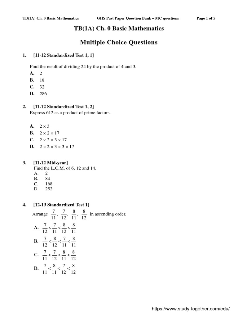 11 16 1A Ch.0 Basic Mathematics MC | PDF