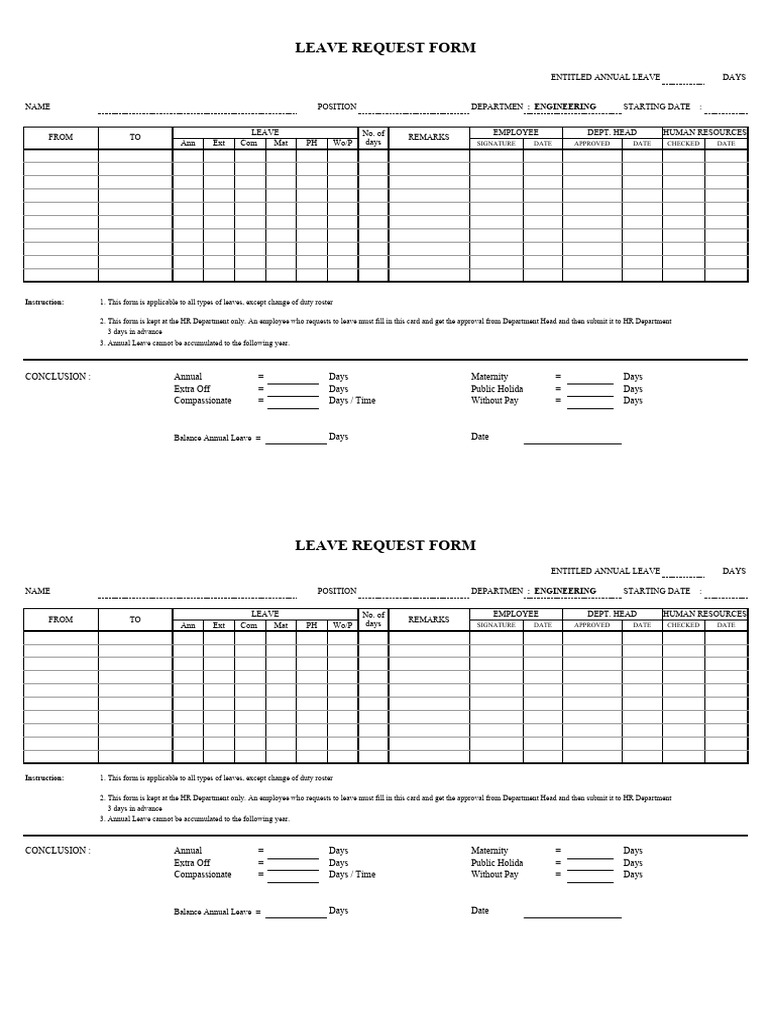 Form Leave Request (Logo Baru) PDF Human Resource Management