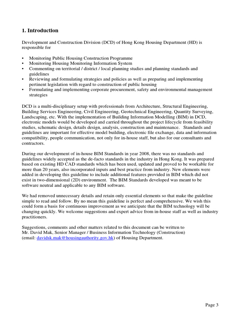 Hong Kong Housing BIM Standards Guide | PDF | Building Information ...